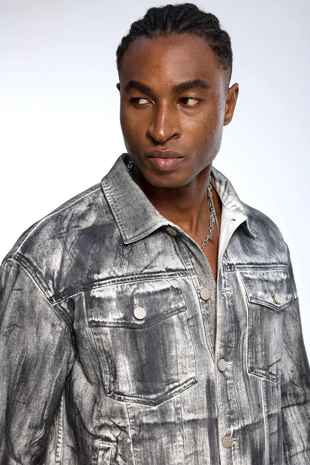 Custom Oversized Denim Jacket & Jeans Set - Vintage Wash & Stud Detail High Street Suit