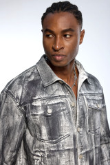 Custom Oversized Denim Jacket & Jeans Set - Vintage Wash & Stud Detail High Street Suit