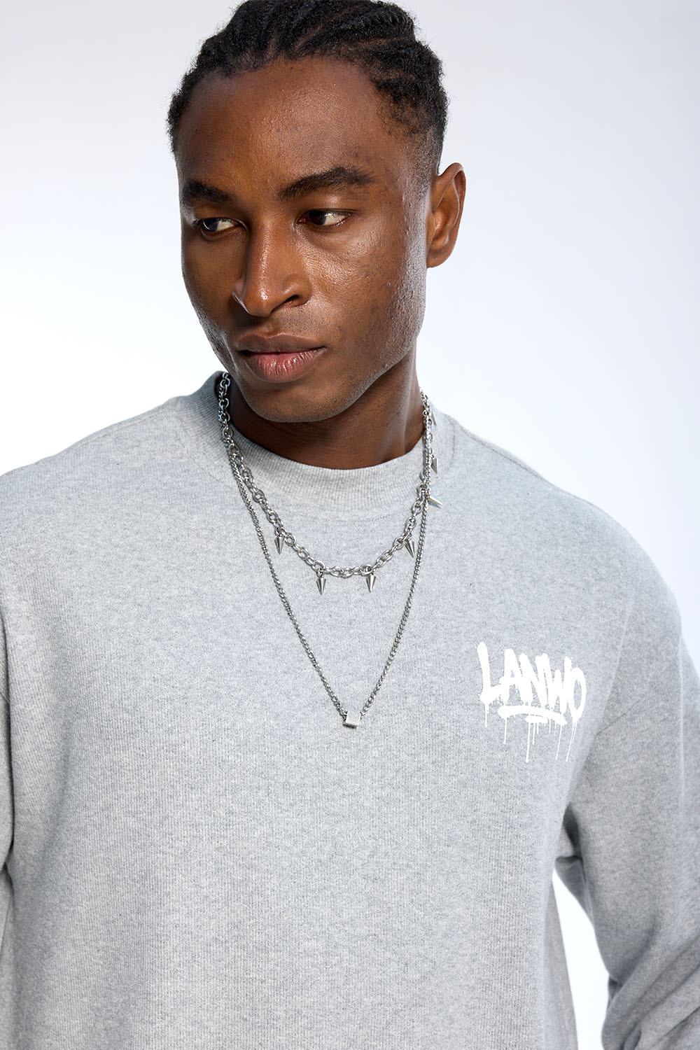 Custom Oversized Grey Sweatshirt - Drip Print & Drop Shoulder Detail High Street Sweatshirt