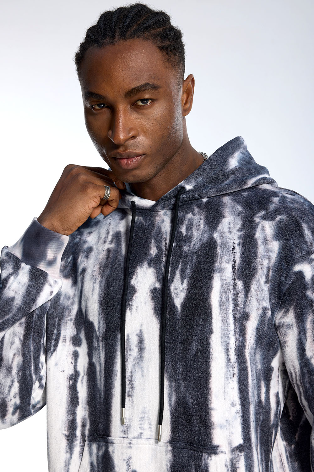 Custom Oversized Tie-Dye Hoodie - Marble Wash & Drawstring Detail High Street Sweatshirt