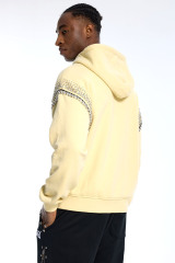 Custom Oversized Yellow Hoodie - Rhinestone Shoulder Detail High Street Sweatshirt