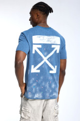 Custom Oversized Blue T-Shirt - Artistic Brushstroke Detail High Street Tee