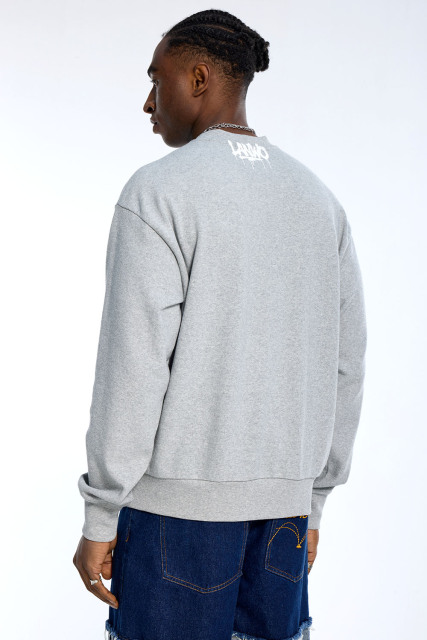 Custom Oversized Grey Sweatshirt - Drip Print & Drop Shoulder Detail High Street Sweatshirt