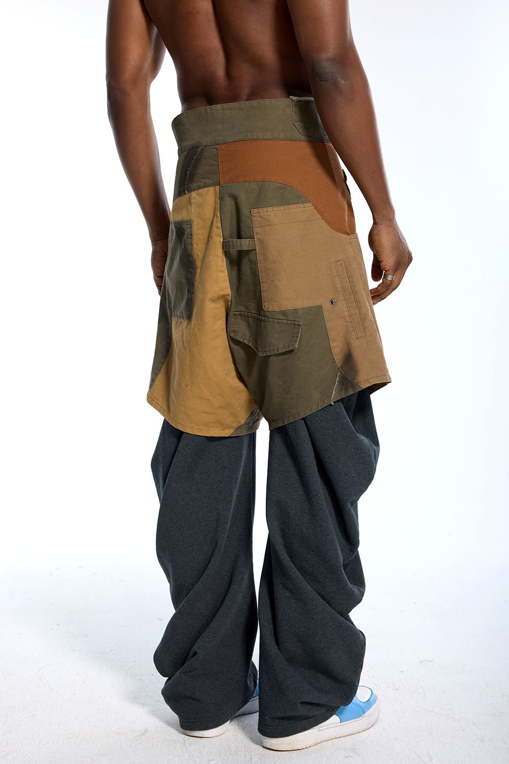 Custom Oversized Two-Piece Pants - Patchwork & Frayed Detail High Street Pants