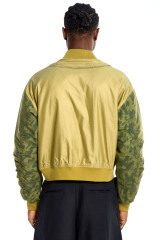 Custom Oversized Khaki Bomber Jacket - Camo Sleeve & Zipper Detail High Street Coat