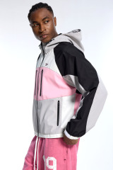 Custom Oversized Color Block Windbreaker - Zip Pocket & Hooded Detail High Street Coat