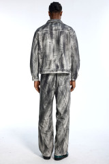 Custom Oversized Denim Jacket & Jeans Set - Vintage Wash & Stud Detail High Street Suit