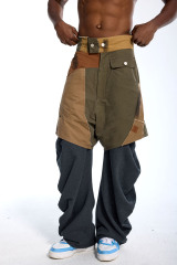 Custom Oversized Two-Piece Pants - Patchwork & Frayed Detail High Street Pants