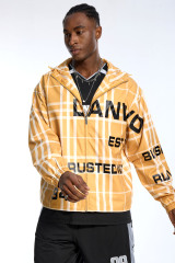 Custom Oversized Plaid Jacket - Text Print & Hooded Detail High Street Coat