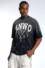 Custom Oversized Black T-Shirt - Chain & Star Graphic Detail High Street Tee