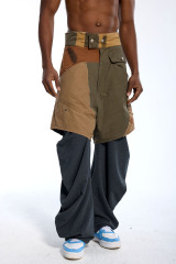 Custom Oversized Two-Piece Pants - Patchwork & Frayed Detail High Street Pants