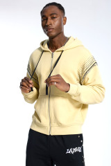 Custom Oversized Yellow Hoodie - Rhinestone Shoulder Detail High Street Sweatshirt
