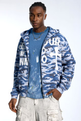 Custom Oversized Camo Hoodie - Rhinestone Detail & Letter Applique High Street Sweatshirt