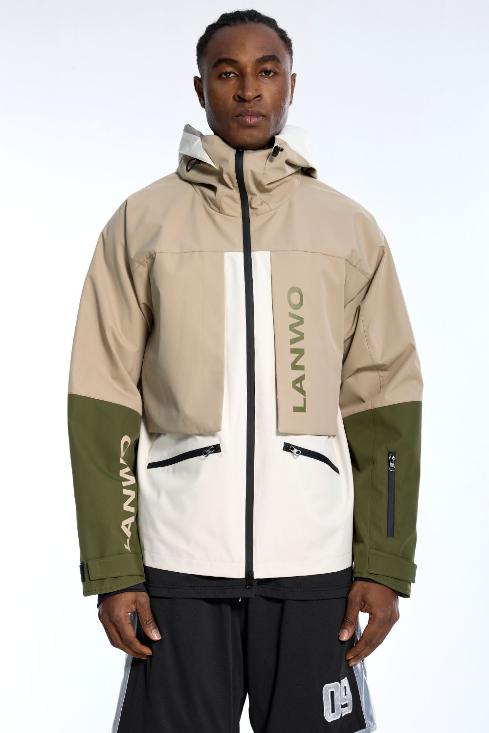 Custom Oversized Technical Jacket - Patchwork & Hooded Detail High Street Coat