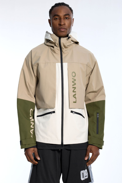 Custom Oversized Technical Jacket - Patchwork & Hooded Detail High Street Coat