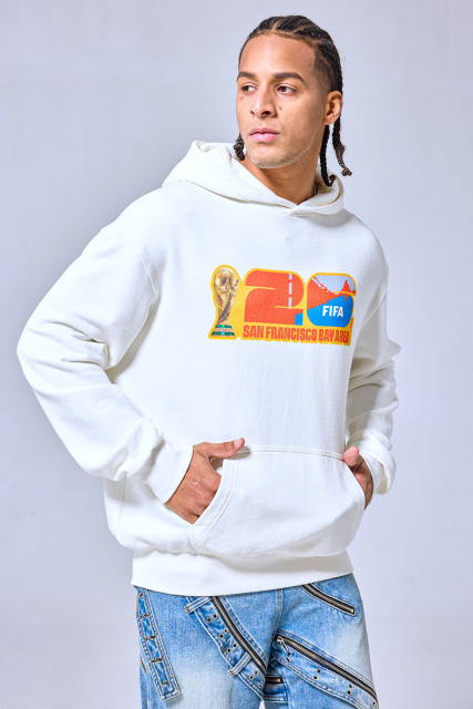 OEM Custom Logo White Oversized 2026 FIFA World Cup Hoodie - San Francisco Bay Area Streetwear Pullover