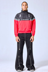 OEM Custom Logo Black & Red Retro LANWO Sport Anorak Pullover - Y2K Streetwear Half-Zip Track Jacket