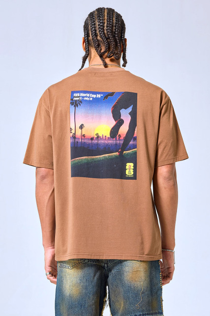 OEM Custom Logo Brown Oversized 2026 FIFA World Cup Graphic T-Shirt - Streetwear Boxy Cotton Tee