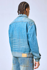 OEM Custom Logo Vintage Washed Denim Work Jacket - Streetwear Zip-Up Utility Trucker Coat