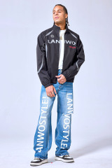 OEM Custom Logo Black Reflective Panel Track Jacket - Y2K Sportswear Streetwear Windbreaker