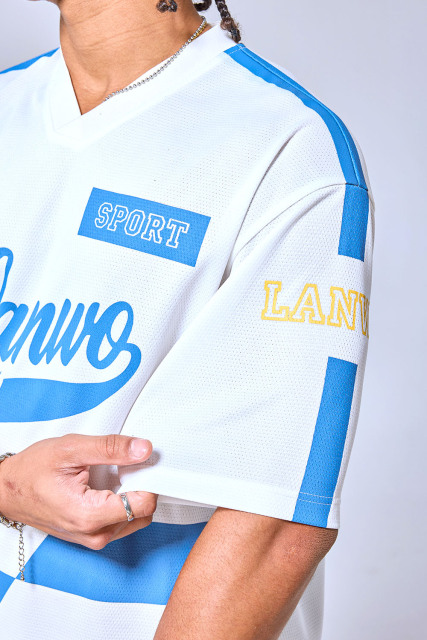 OEM Custom Logo 1994 Retro Lanwo Sport Mesh Jersey - Oversized Streetwear Football Style T-Shirt