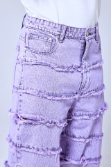 OEM Custom Logo Purple Acid Wash Stacked Fringe Denim Pants - Baggy Distressed Streetwear Jeans