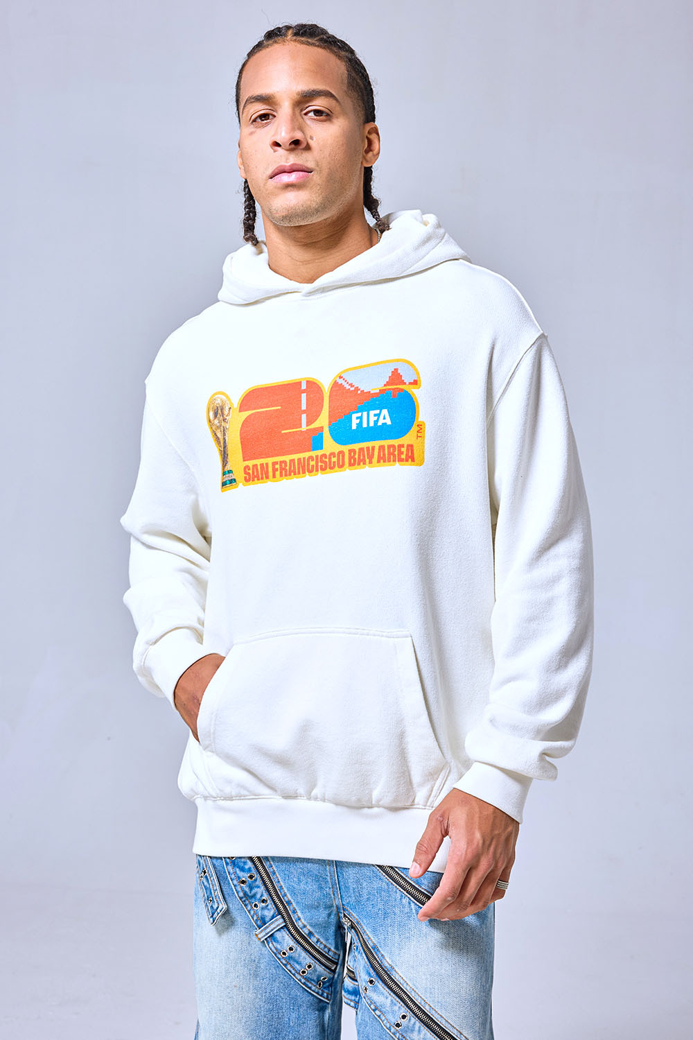 OEM Custom Logo White Oversized 2026 FIFA World Cup Hoodie - San Francisco Bay Area Streetwear Pullover