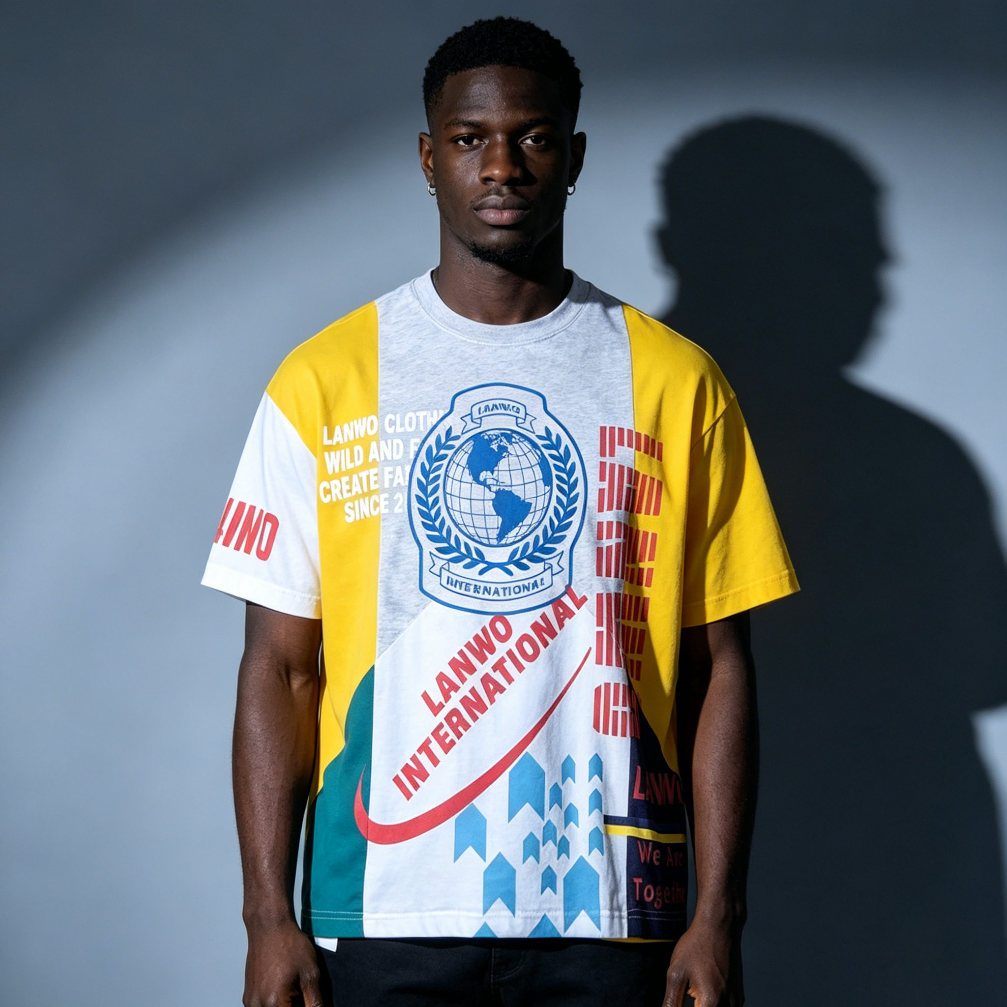 Custom Patchwork Color Block Graphic T-Shirt - LW&SUNKUN Streetwear OEM/ODM Wholesale Tee