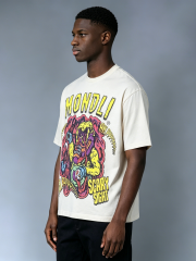 Custom Horror Cartoon Graphic T-Shirt - LW&SUNKUN Vintage Washed "MONDLI" Streetwear Tee OEM/ODM Wholesale