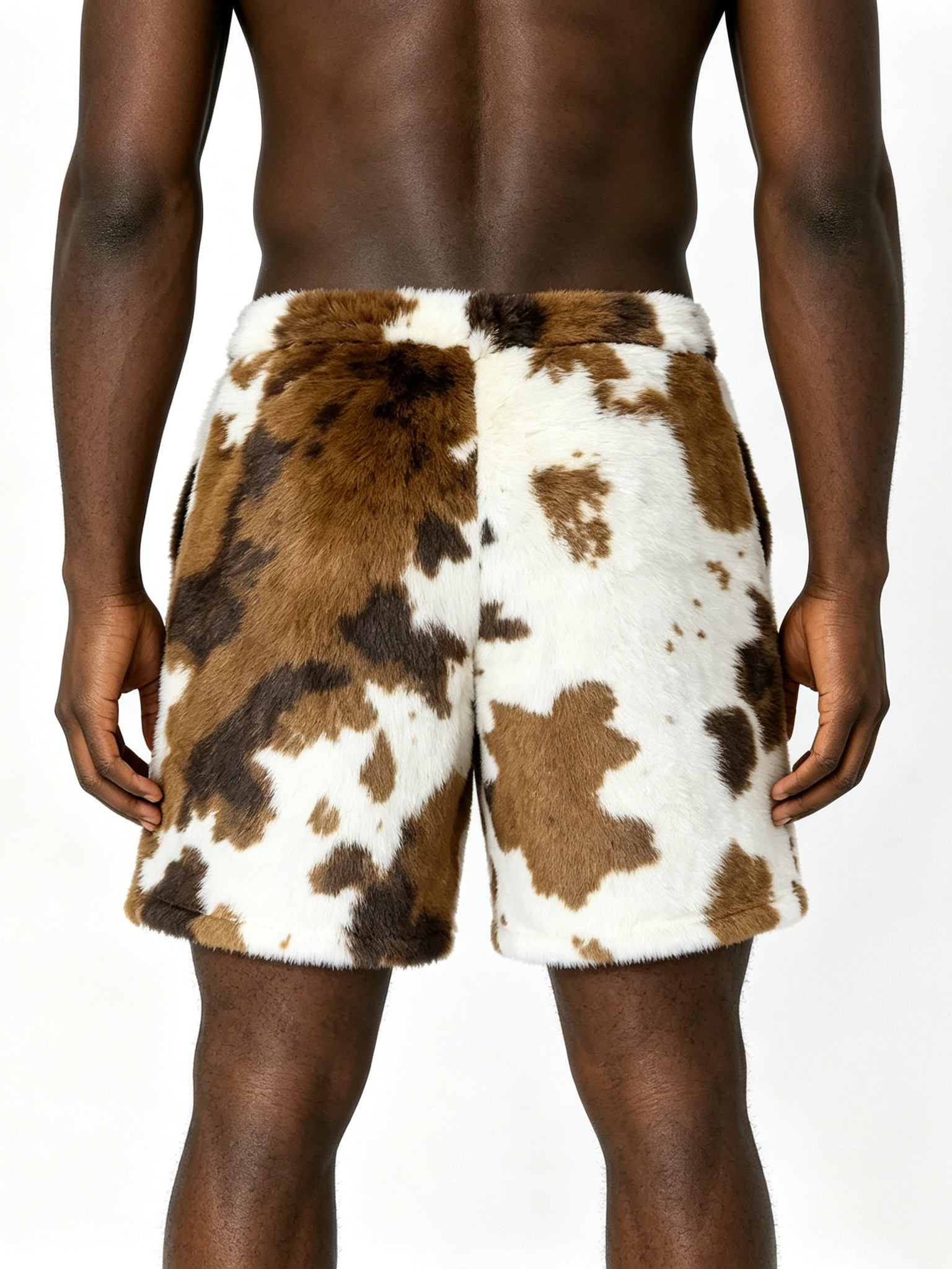 Custom Cow Print Terry Cloth Shorts - LW&SUNKUN Men's Brown & White Tie Dye Streetwear Shorts OEM/ODM Wholesale