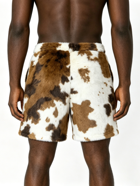 Custom Cow Print Terry Cloth Shorts - LW&SUNKUN Men's Brown & White Tie Dye Streetwear Shorts OEM/ODM Wholesale