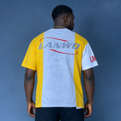 Custom Patchwork Color Block Graphic T-Shirt - LW&SUNKUN Streetwear OEM/ODM Wholesale Tee