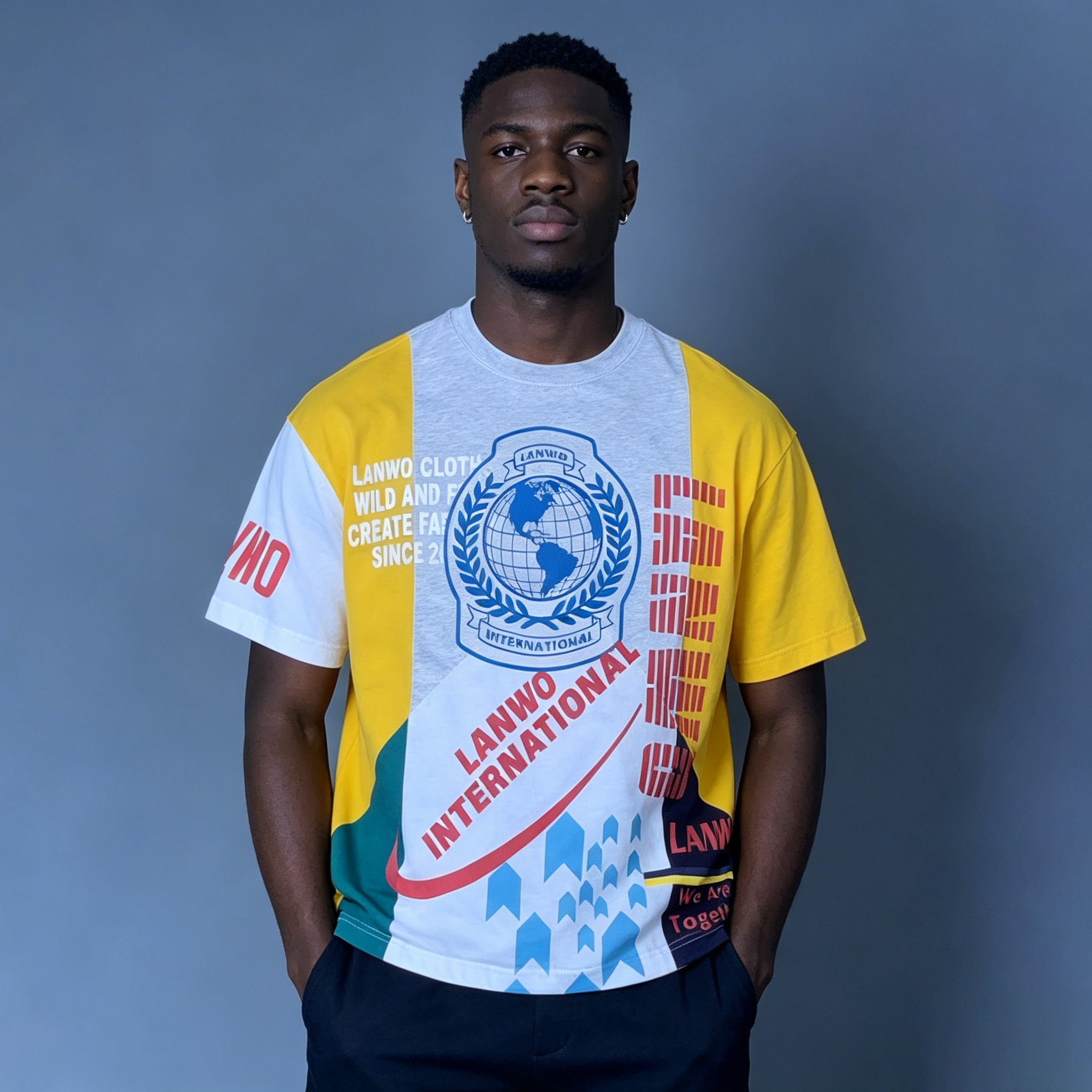 Custom Patchwork Color Block Graphic T-Shirt - LW&SUNKUN Streetwear OEM/ODM Wholesale Tee