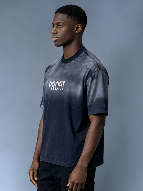 Custom Vintage Wash "PROFIT" Graphic T-Shirt - LW&SUNKUN Men's Acid Washed Streetwear Tee OEM/ODM Wholesale