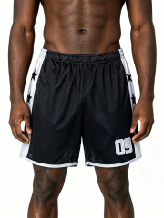 Custom Black & White Star Mesh Basketball Shorts - LW&SUNKUN Men's 09 Number Streetwear Athletic Shorts OEM/ODM Wholesale