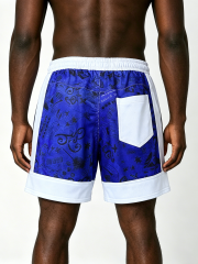 Custom Blue Doodle Print Mesh Basketball Shorts - LW&SUNKUN Men's Streetwear Athletic Shorts OEM/ODM Wholesale