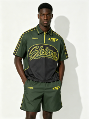 Custom Retro "Shine Club" Soccer Jersey Set - LW&SUNKUN Men's Green & Yellow Streetwear Tracksuit OEM/ODM Wholesale