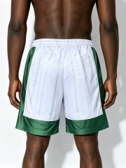 Custom Retro Soccer Stripe Athletic Shorts - LW&SUNKUN Men's White & Green Streetwear Sport Shorts OEM/ODM Wholesale