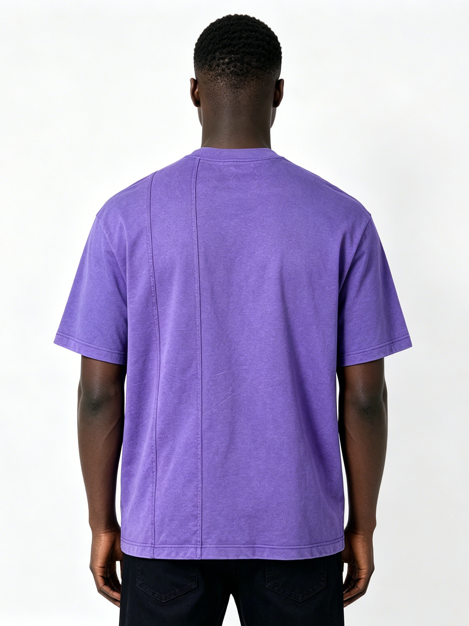Custom Vintage Purple Rhinestone Logo T-Shirt - LW&SUNKUN Men's Washed Paneled Streetwear Tee OEM/ODM Wholesale