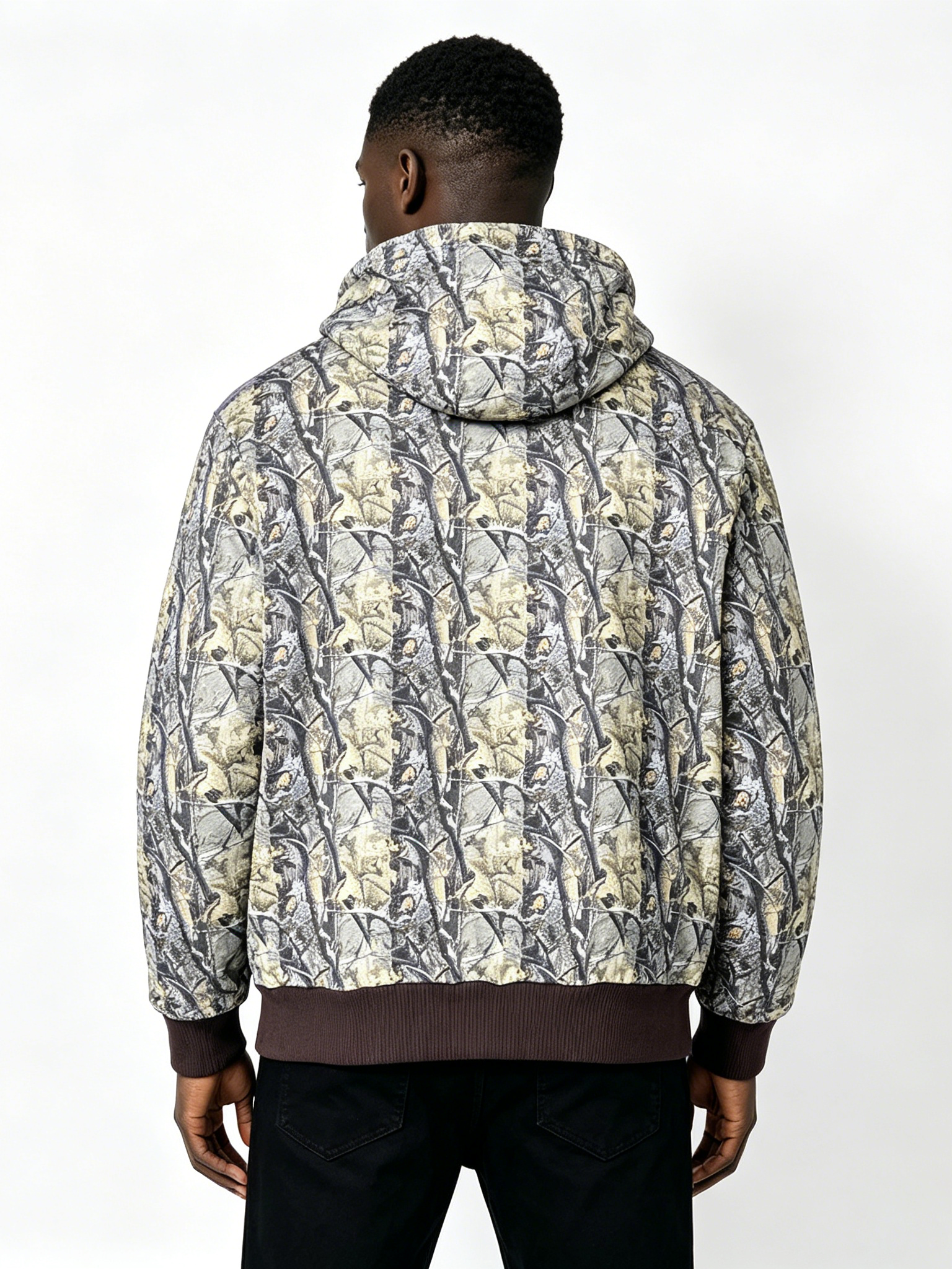 Custom Realtree Camo Patchwork Zip-Up Hoodie - LW&SUNKUN Men's Graffiti Patches Streetwear Hoodie OEM/ODM Wholesale