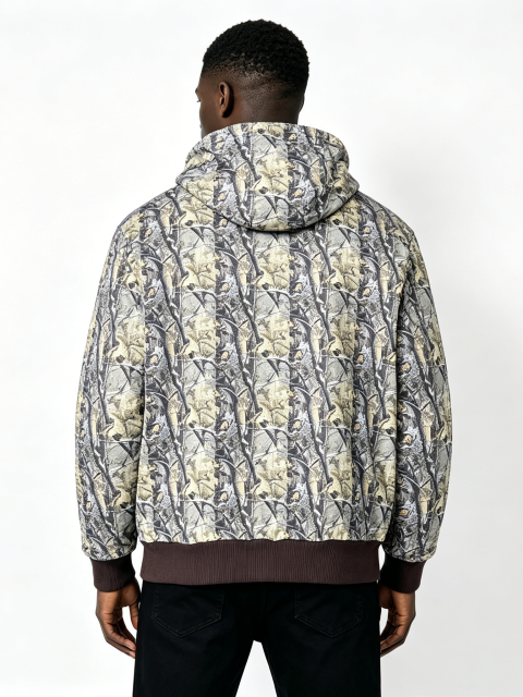 Custom Realtree Camo Patchwork Zip-Up Hoodie - LW&SUNKUN Men's Graffiti Patches Streetwear Hoodie OEM/ODM Wholesale