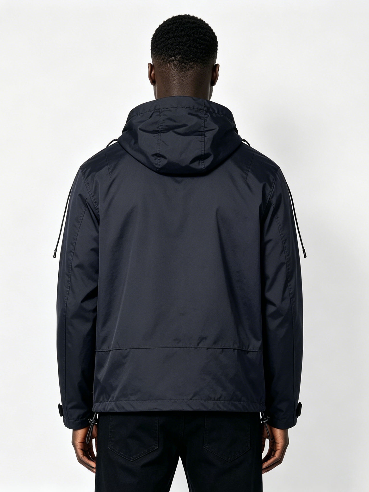 Custom Black Anorak Windbreaker Jacket - LW&SUNKUN Men's Streetwear Half-Zip Pullover with Logo Print OEM/ODM Wholesale