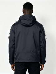 Custom Black Anorak Windbreaker Jacket - LW&SUNKUN Men's Streetwear Half-Zip Pullover with Logo Print OEM/ODM Wholesale