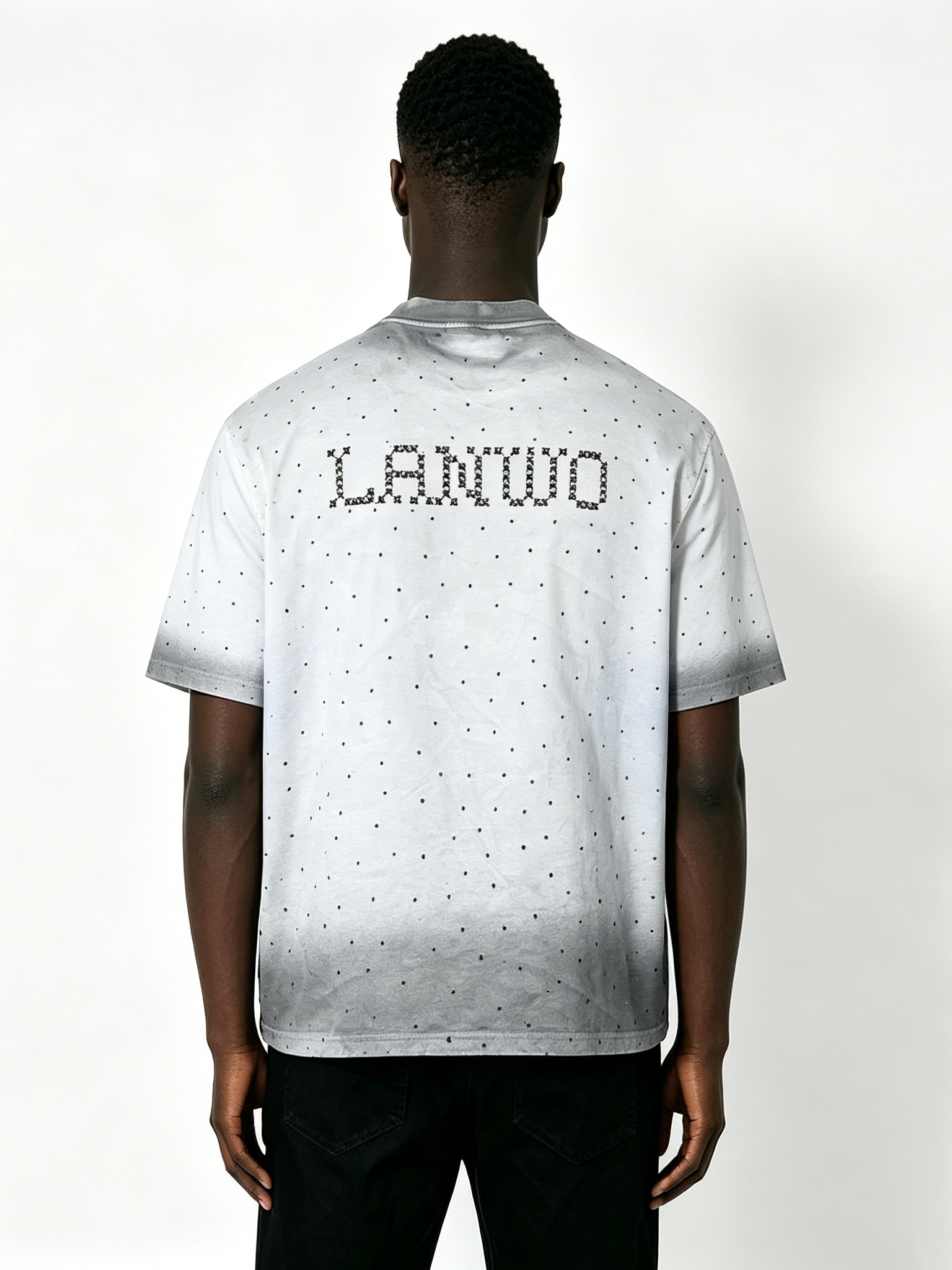Custom Vintage Washed Angel Graphic T-Shirt - LW&SUNKUN Men's Gothic Cross Print Streetwear Tee OEM/ODM Wholesale