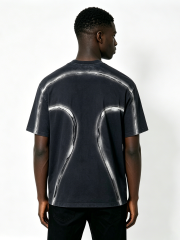 Custom Black Spray-Paint Effect Logo T-Shirt - LW&SUNKUN Men's Paneled Streetwear Tee OEM/ODM Wholesale