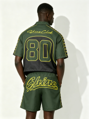 Custom Retro "Shine Club" Soccer Jersey Set - LW&SUNKUN Men's Green & Yellow Streetwear Tracksuit OEM/ODM Wholesale