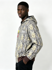 Custom Realtree Camo Patchwork Zip-Up Hoodie - LW&SUNKUN Men's Graffiti Patches Streetwear Hoodie OEM/ODM Wholesale