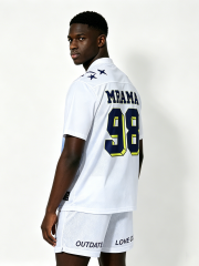 Custom White Mesh Football Jersey Set - LW&SUNKUN Men's "MRAMA 98" Star Print Streetwear Jersey & Shorts OEM/ODM Wholesale