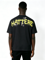 Custom Black Skull & Bees Graphic T-Shirt - LW&SUNKUN Men's "HATTERE" Gothic Streetwear Tee OEM/ODM Wholesale