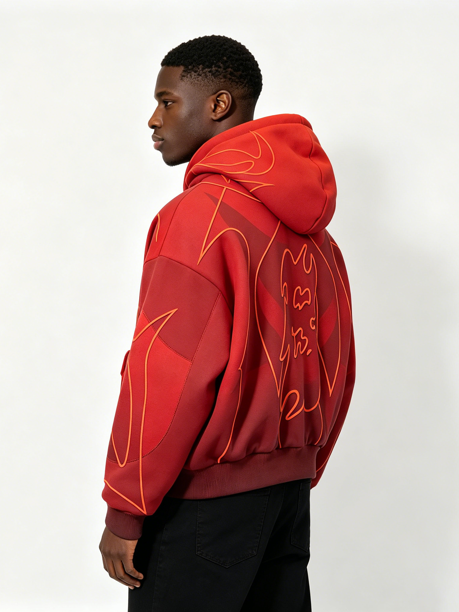 Custom Red Flame Rhinestone Zip-Up Hoodie - LW&SUNKUN Men's Gothic Embroidered Streetwear Jacket OEM/ODM Wholesale